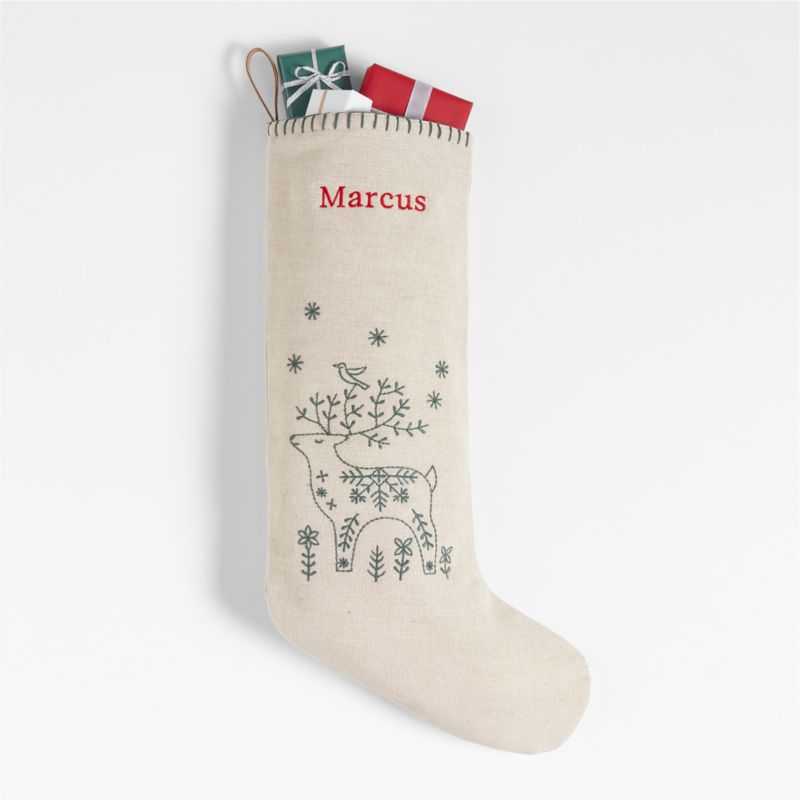 Scandi Heritage Reindeer Linen Kids Christmas Stocking - image 3 of 5