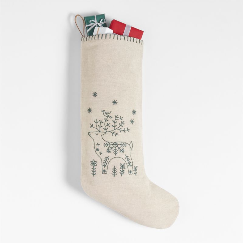 Scandi Heritage Reindeer Linen Kids Christmas Stocking - image 3 of 6