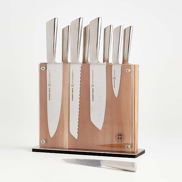  Schmidt Brothers -Bonded Ash- 15-Piece Knife Set, High-Carbon  Stainless Steel Cutlery with Downtown Acacia and Acrylic Magnetic Knife  Block and Knife Sharpener: Home & Kitchen