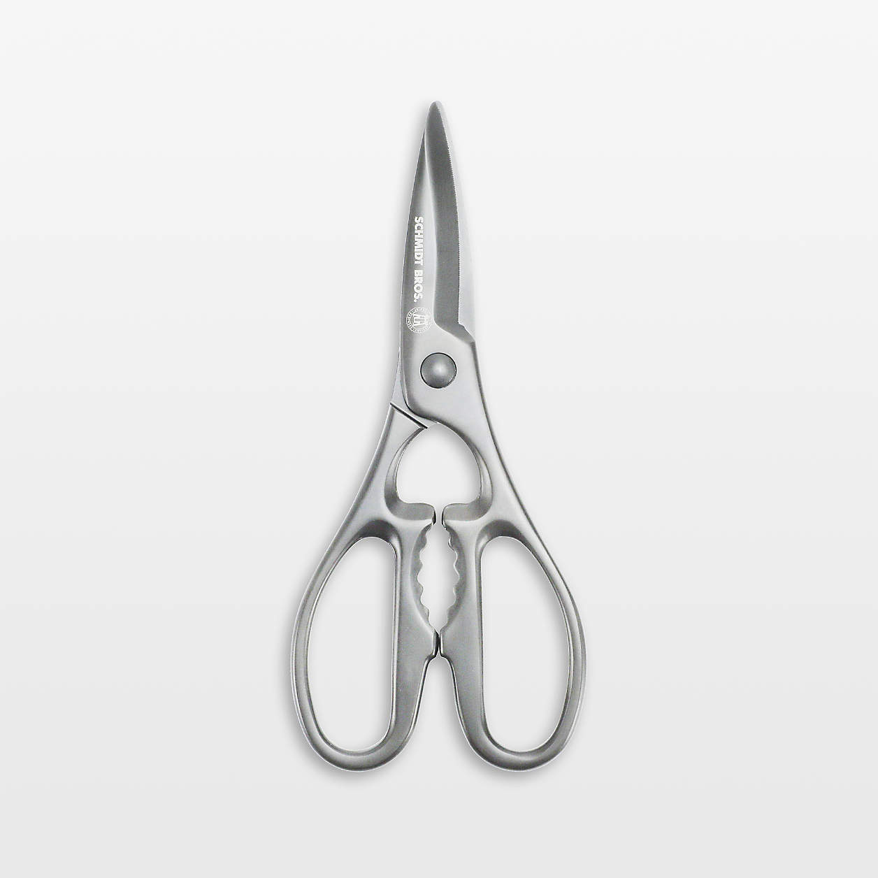 Heavy Duty Kitchen Scissors - Stainless Steel, Built-in Spring, Locking Safety, Redwood Handle