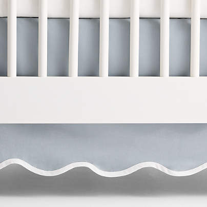 Scallop Mist Blue Organic Cotton Crib Skirt
