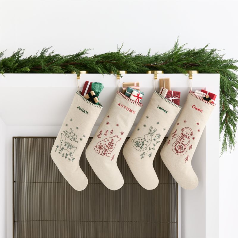 Scandi Heritage Bear Linen Kids Christmas Stocking - image 2 of 7