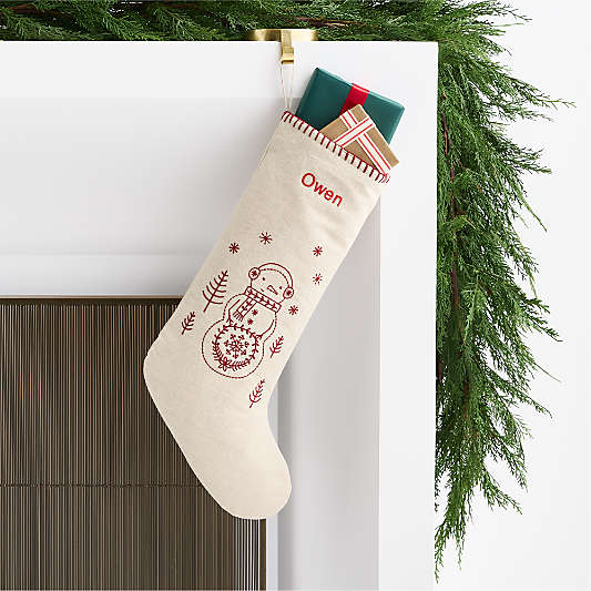 Scandi Heritage Snowman Kids Christmas Stocking