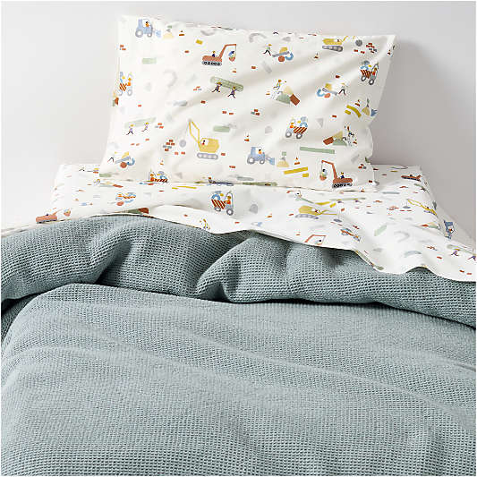 Scoop Light Blue Organic Cotton Gauze Toddler Duvet Cover