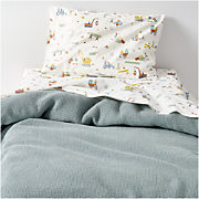 Comfy Tee Organic Cotton Jersey Green Stripe Twin XL Duvet Cover