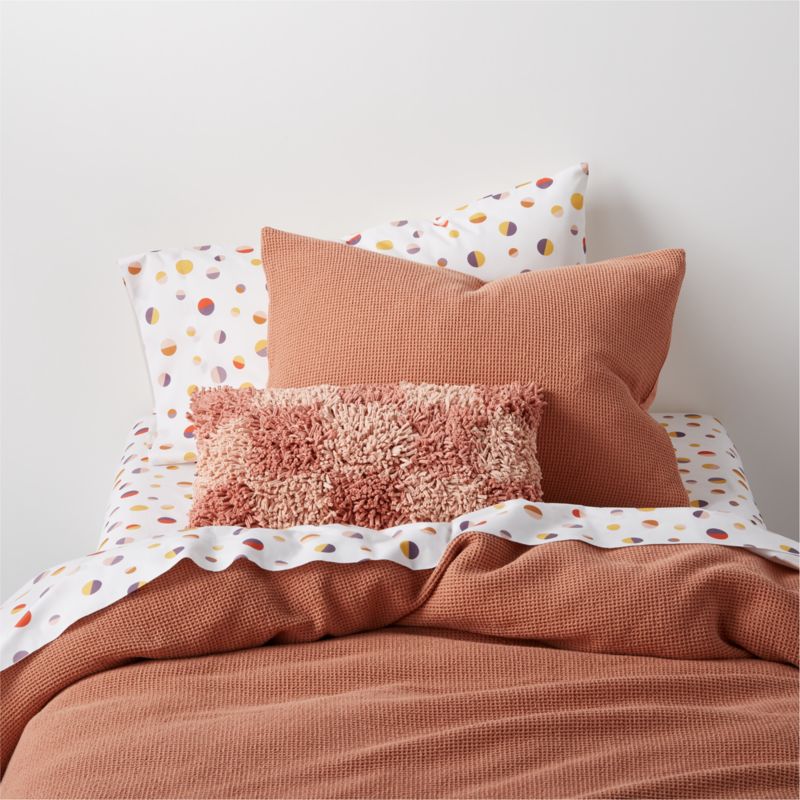 Scoop Terracotta Waffle Weave Organic Cotton Kids Full/Queen Duvet Cover