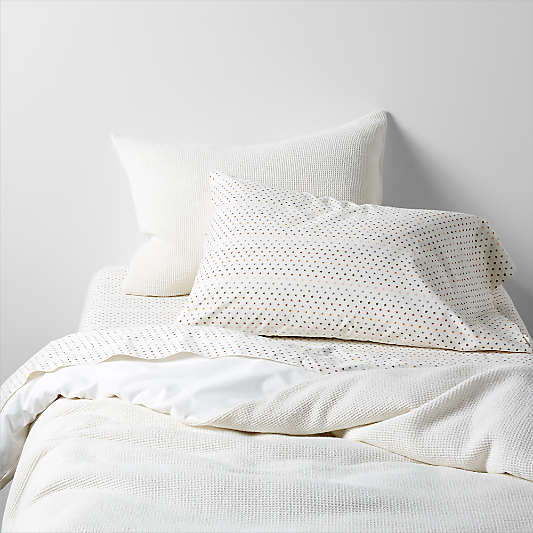 Scoop Cream Waffle Weave Organic Cotton Kids Twin Duvet Cover