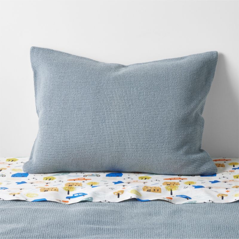 Scoop Light Blue Waffle Weave Organic Cotton Kids Pillow Sham - image 2 of 5