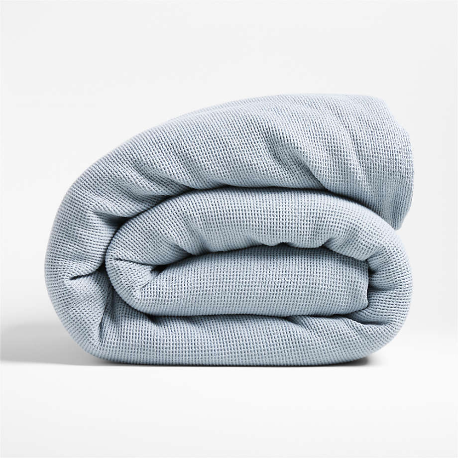 Scoop Modern Organic Waffle Weave Full/Queen Light Blue Duvet Cover