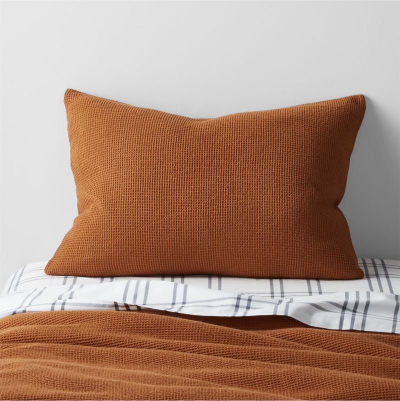 Scoop Terracotta Waffle Weave Organic Cotton Kids Pillow Sham