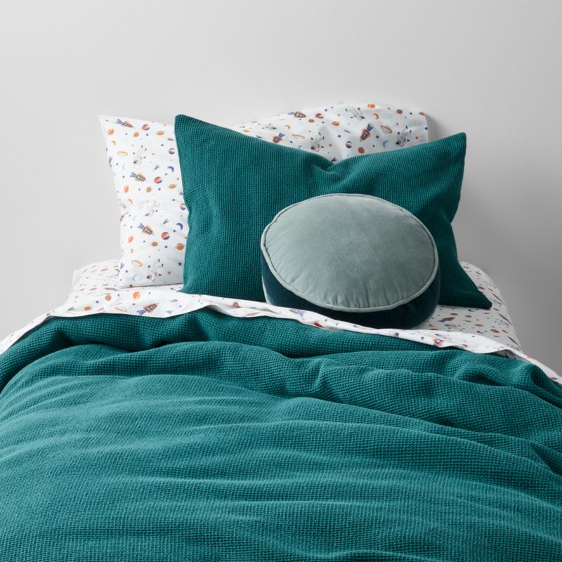 Scoop Teal Waffle Weave Organic Cotton Kids Twin Duvet Cover - image 4 of 15