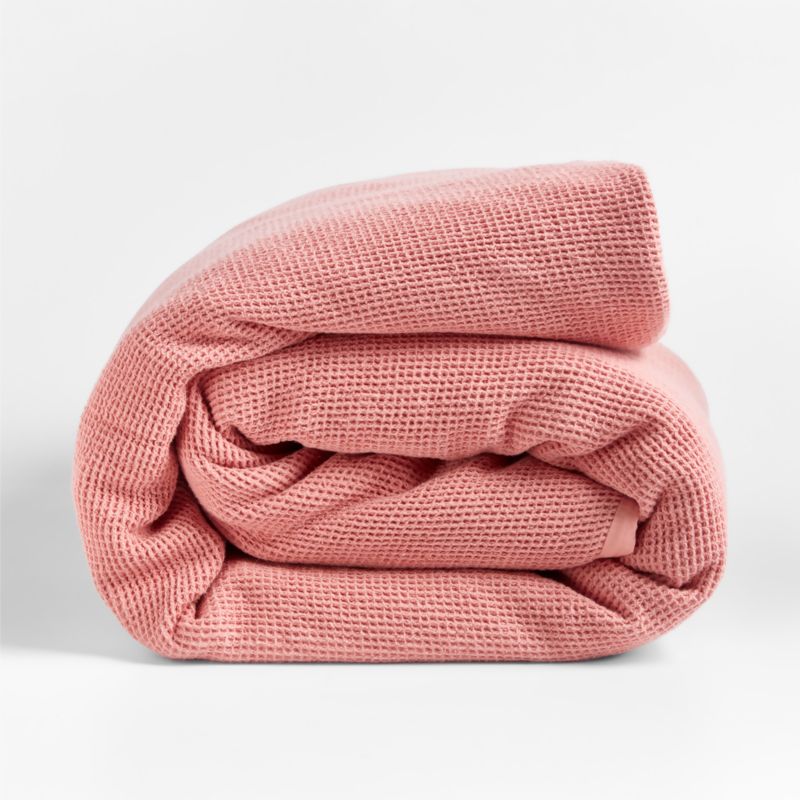 Scoop Organic Cotton Waffle Weave Twin Pink Kids Duvet Cover