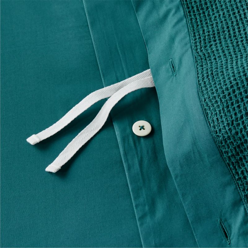 Scoop Teal Waffle Weave Organic Cotton Kids Twin Duvet Cover - image 11 of 15