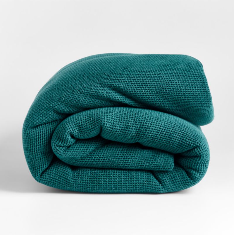 Scoop Teal Waffle Weave Organic Cotton Kids Twin Duvet Cover - image 8 of 15