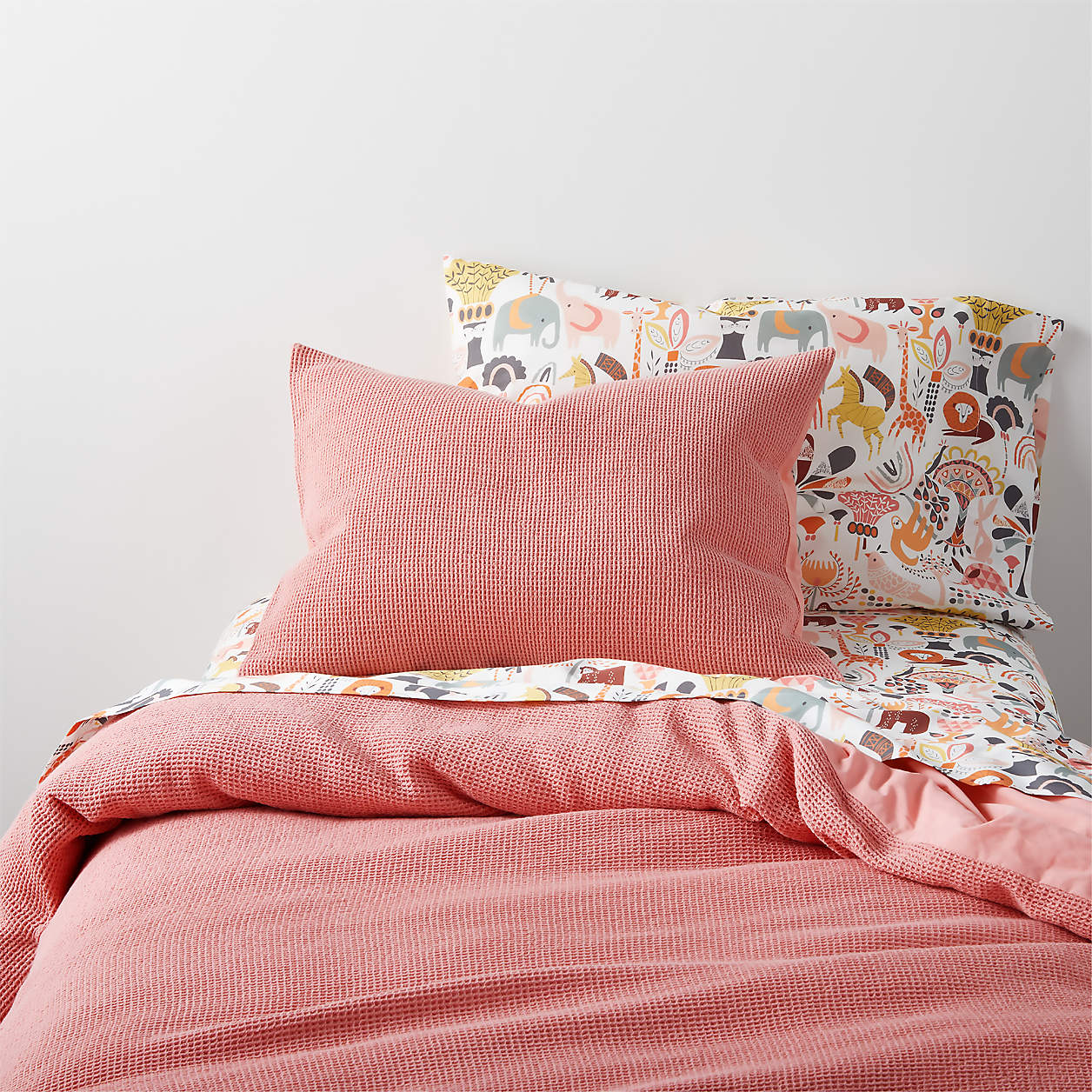 Scoop Modern Organic Waffle Weave Full/Queen Pink Kids Duvet Cover
