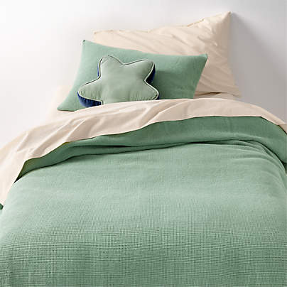 Scoop Muted Teal Organic Cotton Gauze Kids Twin Duvet Cover