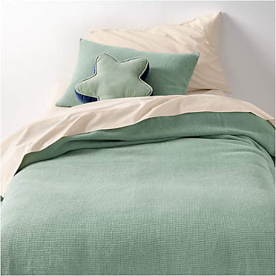 Scoop Verte Green Organic Cotton Gauze Kids Full/Queen Duvet Cover