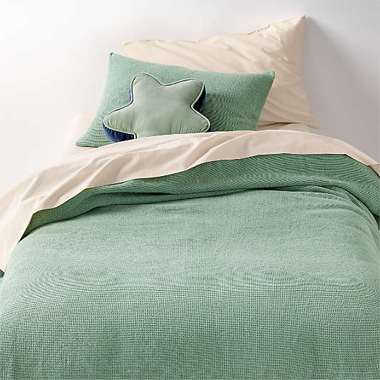 Scoop Muted Teal Organic Cotton Kids Duvet Cover