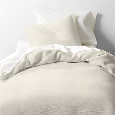 Scoop Waffle Organic Cotton Cream Twin XL Duvet Cover