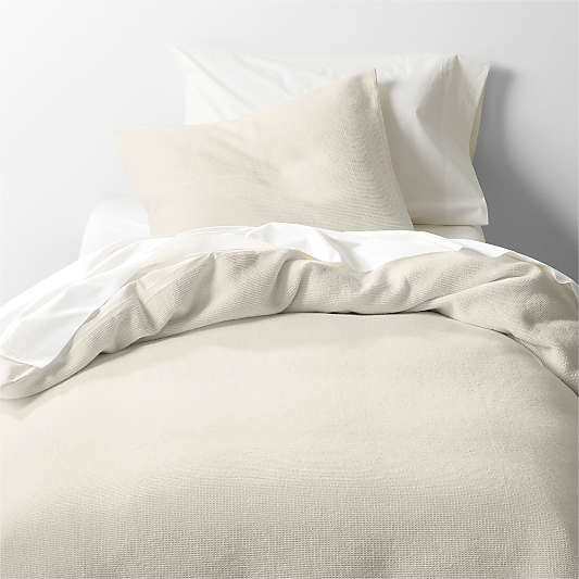 Scoop Waffle Organic Cotton Cream Twin XL Duvet Cover