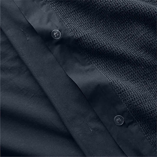 Scoop Waffle Organic Cotton Deep Indigo Twin XL Duvet Cover