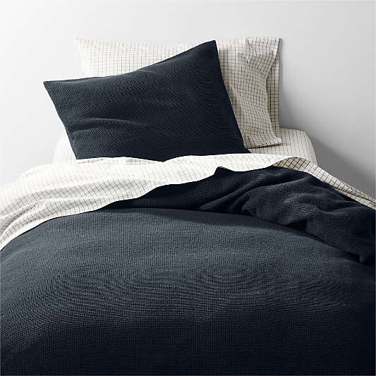 Scoop Waffle Organic Cotton Deep Indigo Standard Bed Pillow Sham