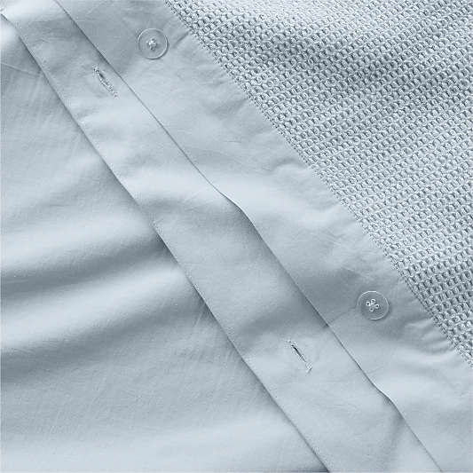 Scoop Waffle Organic Cotton Sky Blue Twin XL Duvet Cover