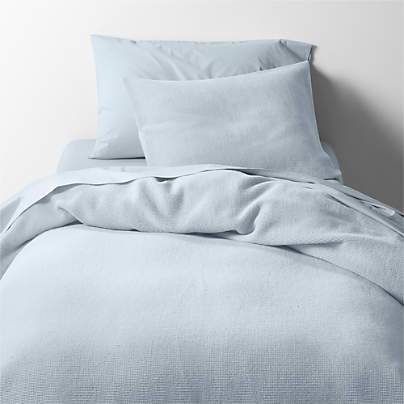 Scoop Waffle Organic Cotton Sky Blue Twin XL Duvet Cover