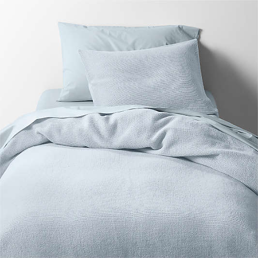 Cozy Cloud Washed Organic Cotton Sky Blue Twin XL Sheet Set
