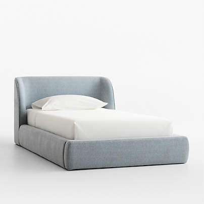 Scout Shelter Blue Upholstered Kids Twin Bed