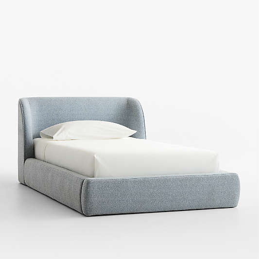 Scout Shelter Blue Upholstered Kids Twin Bed
