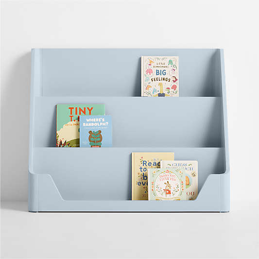 Scout Mist Blue Wood Kids Low Bookcase
