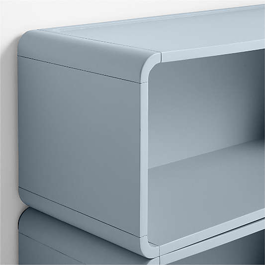 Scout Set of 2 Mist Blue Wood Kids Stackable Bookshelf