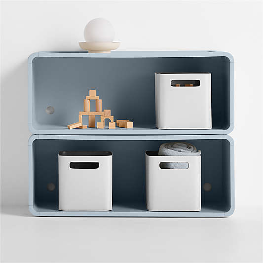 Scout Set of 2 Mist Blue Wood Kids Stackable Bookshelf