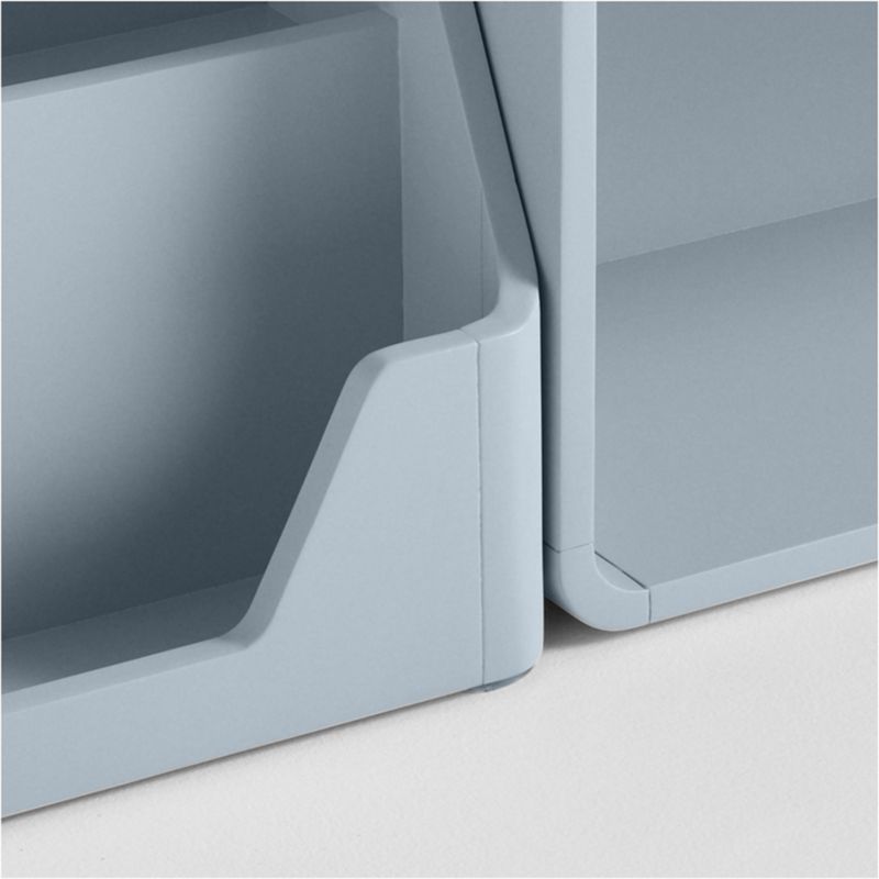 Scout Set of 2 Mist Blue Wood Kids Stackable Bookshelves with Low Bookcase - image 4 of 5