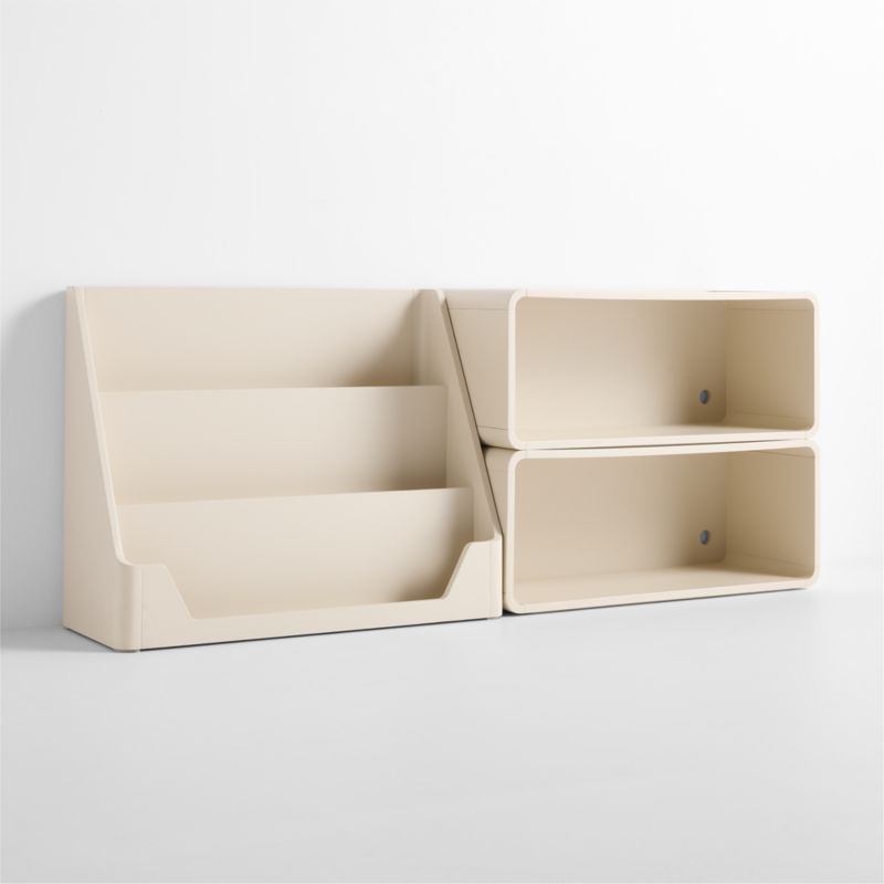 Scout Set of 2 Linen Wood Kids Stackable Bookshelves with Low Bookcase - image 4 of 6