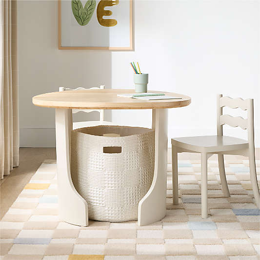 Scout Linen Wood Round Kids Play Table