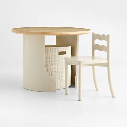 Scout Linen Wood Round Kids Play Table