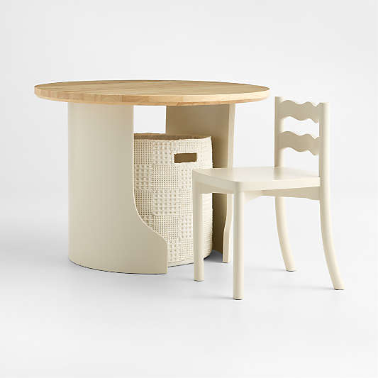 Scout Linen Wood Round Kids Play Table