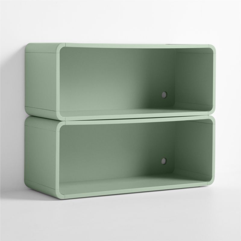Scout Set of 2 Sage Wood Kids Stackable Bookshelf - image 3 of 5