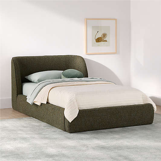 Scout Shelter Olive Upholstered Kids Bed