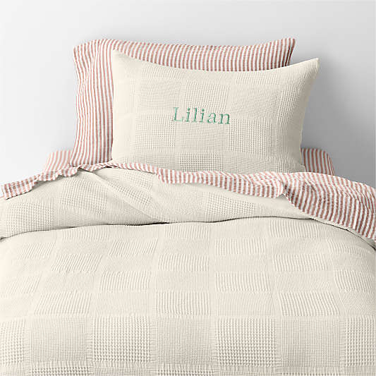 Scoop Arctic Ivory Checkered Organic Cotton Kids Duvet Cover Bedding Set