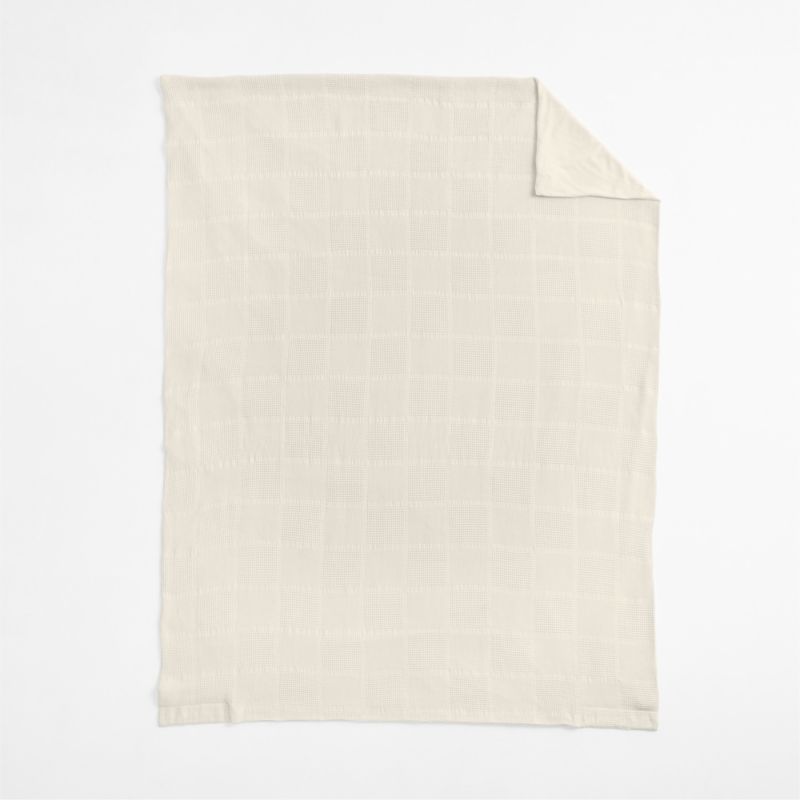 Scoop Arctic Ivory Checkered 100% Organic Cotton Kids Twin Duvet Cover - image 2 of 10