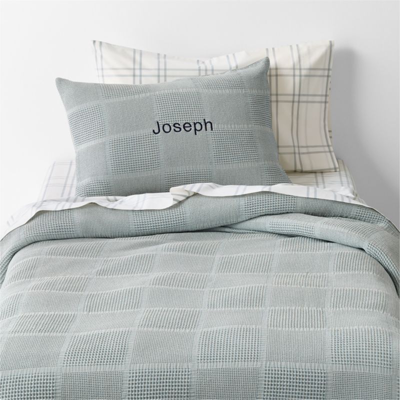 Scoop Mist Blue Checkered Organic Cotton Kids Pillow Sham - image 2 of 5
