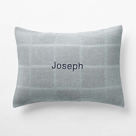 Scoop Mist Blue Checkered Organic Cotton Kids Pillow Sham