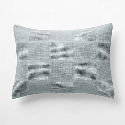 Scoop Mist Blue Checkered Organic Cotton Kids Pillow Sham