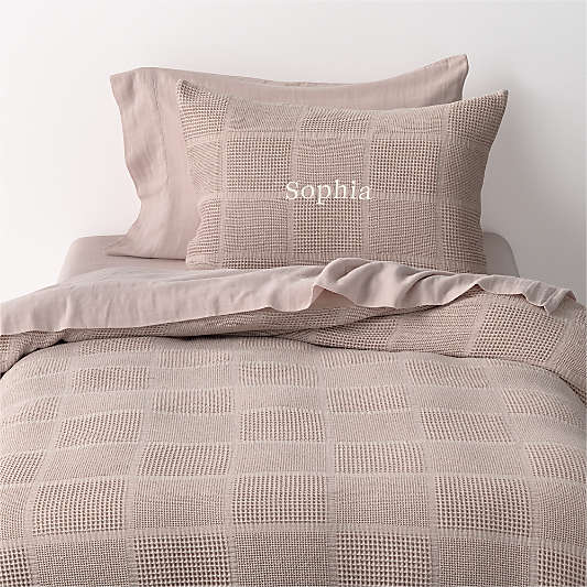 Scoop Rosy Lilac Checkered Organic Cotton Kids Duvet Cover Bedding Set