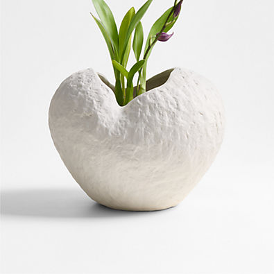View Scraffito 10" White Ceramic Vase details