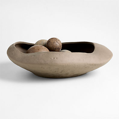 View Scraffito 19" Brown Centerpiece Bowl details