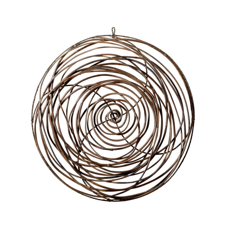 'Scribble Circle' Hand-Crafted Rattan Wall Art 32"x0.39"